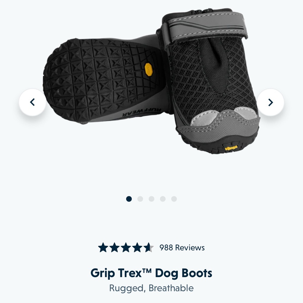 Ruffwear The Grip Trex Dog Boots - Set of 4; Size 1.50